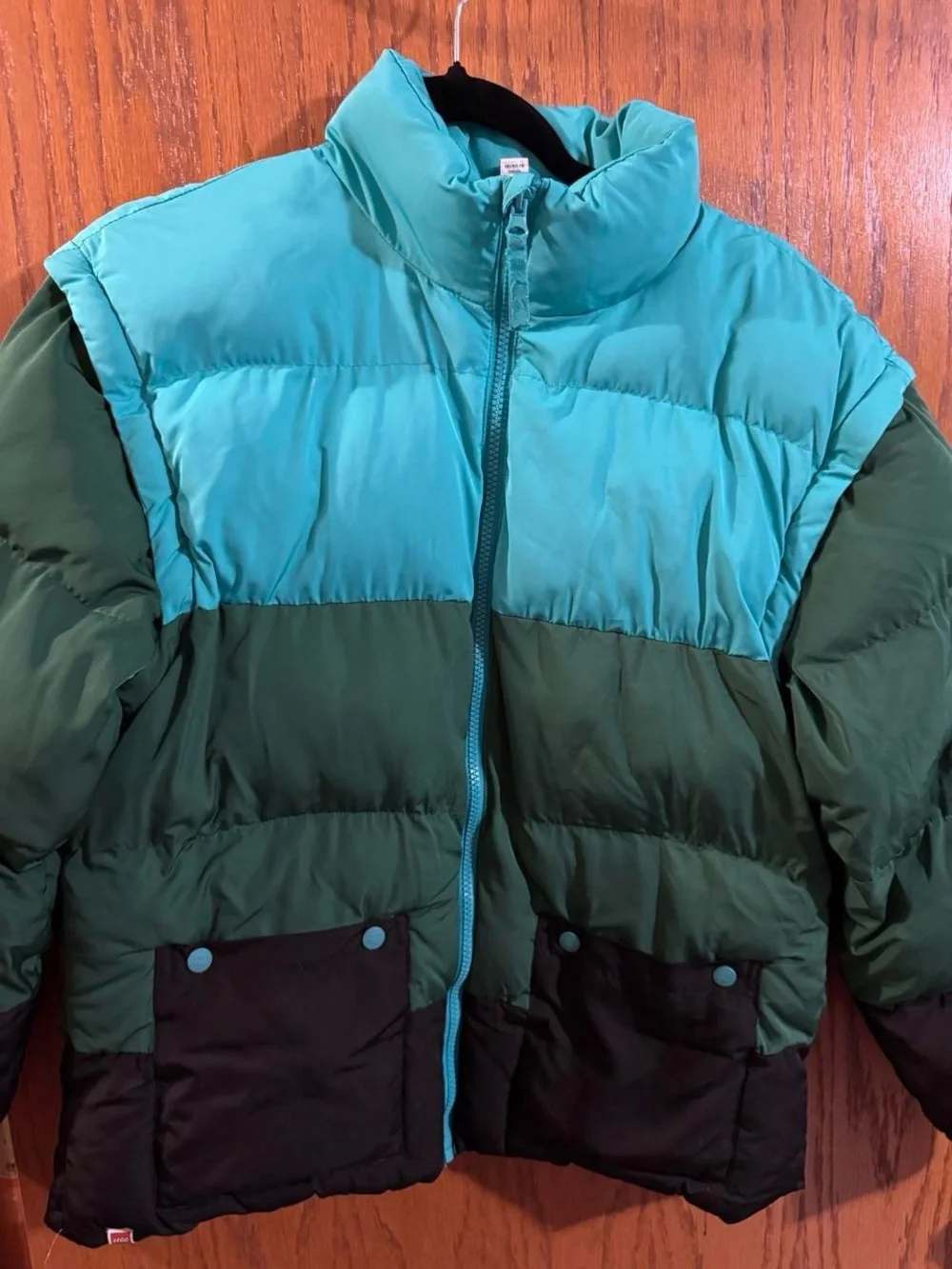 LEGO x Target Convertible Puffer Jacket – Teal/Green/Black – Size XL